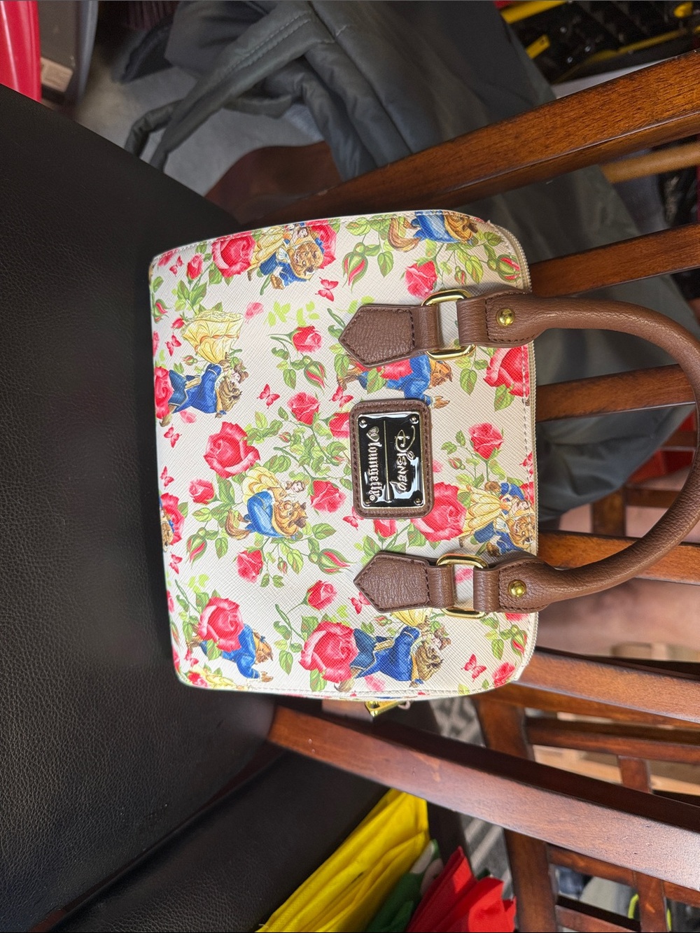 Disney x Loungefly Floral Beauty and the Beast Satchel - White/Pink
